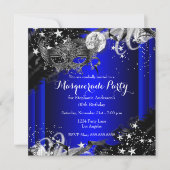 Blue Sparkle Magical Night Masquerade Party Kaart (Voorkant)