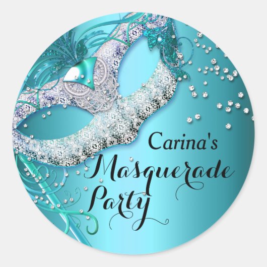 Blue Sparkle Masquerade Party Sticker (Voorkant)