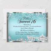 Blue Sparkle Princess Theme Sweet 16 Invitation (Devant)