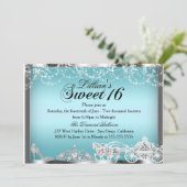Blue Sparkle Princess Theme Sweet 16 Invitation (Debout devant)