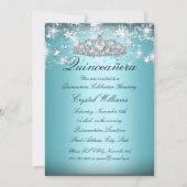 Blue Sparkle Tiara Stars Quinceanera Invitation (Devant)