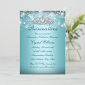 Blue Sparkle Tiara Stars Quinceanera Invitation (Debout devant)