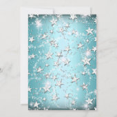 Blue Sparkle Tiara Stars Quinceanera Invitation (Dos)