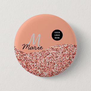 Blue Sparkle Voeg logo tekst toe Bedankt Korting Ronde Button 5,7 Cm