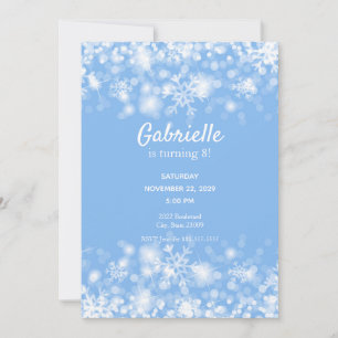 Blue Sparkle Winter Birthday Invitation Kaart