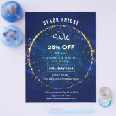 Blue Sparkles Feestdag sale promotie Flyer (Enkel)