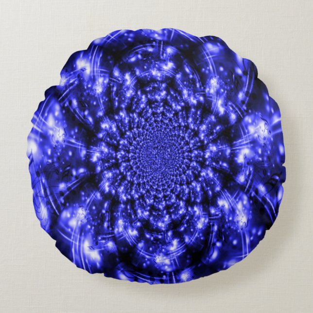 Blue Sparkling Lights Rond Kussen (Voorkant)