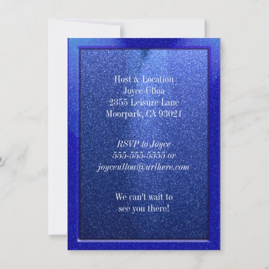 Blue Sparkly 21e anniversaire Invitations (Dos)