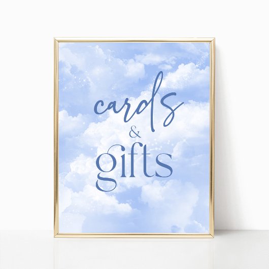 Blue Sparkly Clouds Kaarten & Geschenken Teken Poster