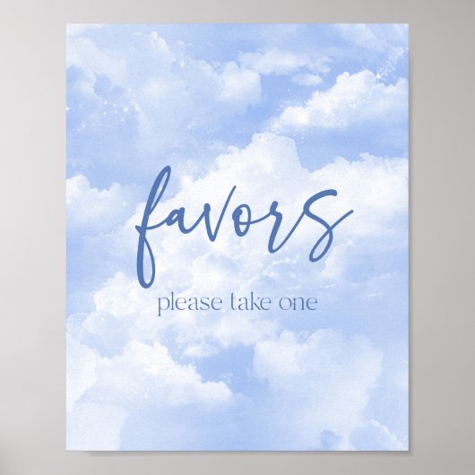 Blue Sparkly Clouds Party Favorieten Poster (Voorkant)