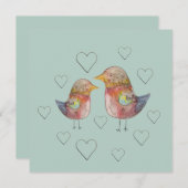 Blue Sparrow In Love Waterverf Art (Voorkant / Achterkant)