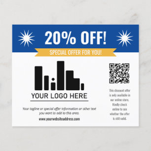 Blue Speciale Aanbieding Korting Uw Logo & QR Code Flyer