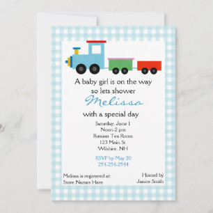 Blue Speelgoed Train Baby shower Invitation Kaart