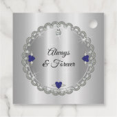 Blue Spinel Diamonds 65th Wedding Jubileum Bedankjes Labels (Achterkant)