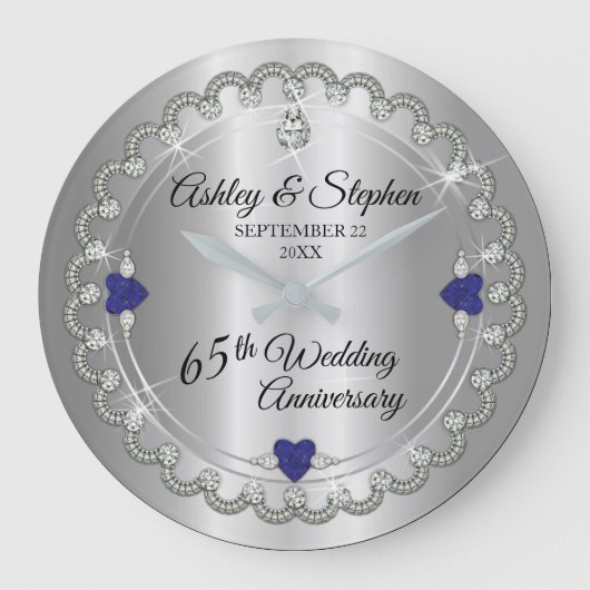 Blue Spinel Diamonds 65th Wedding Jubileum Grote Klok (Voorkant)