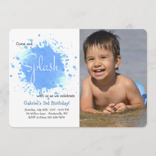 Blue Splash Photo Invitation Kaart