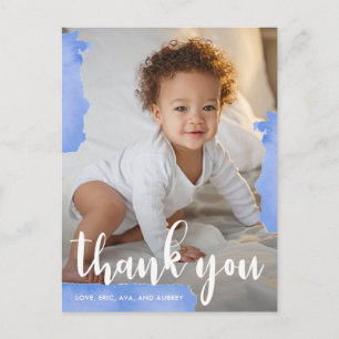Blue Splashes Verjaardagsfeest Dank u volledige fo Briefkaart