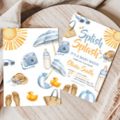 Blue Splish Baby shower Kaart