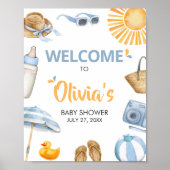 Blue Splish Splash Baby shower Welkom Poster (Voorkant)