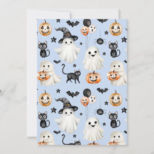 Blue Spooky ONE 1st Birthday Ghosts Uitnodiging (Achterkant)