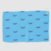 Blue Sports Golfer Silhouette Golf Serviette (Horizontal)