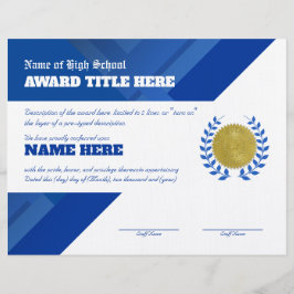 BLUE SPORTS Recognition Award Certificaat Briefhoofd