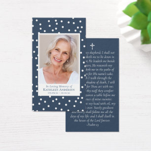 Blue Spotty Photo Memorial Prayer Kaart