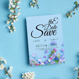 Blue Spring Bewaar de datum bruiloft minimalistisc Save The Date