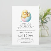 Blue Spring Chick Baby shower Uitnodiging (Staand voorkant)