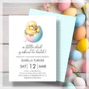 Blue Spring Chick Baby shower Uitnodiging