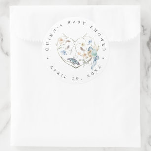 Blue Spring Easter   Baby shower Hartelijk dank Ronde Sticker