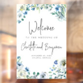 Blue Spring Floral Chic Welcome to Our Wedding Raamsticker (Vel 2)