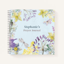Blue Spring Floral Waterverf Prayer Journal Notitieboek
