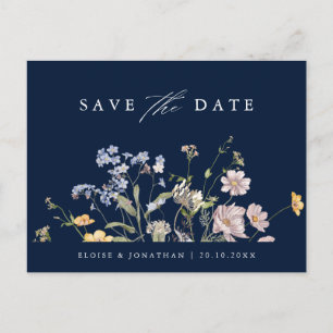 Blue Spring Wildflower Meadow Save the Date Briefkaart