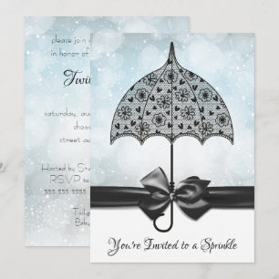 Blue Sprinkle Baby shower Black Lace Umbrella Kaart