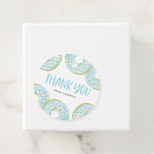 Blue Sprinkle Donuts Verjaardagsfeest Dank u Bedankjes Labels (In situ)