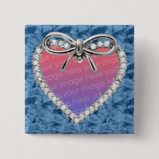 Blue Square Diamond Heart Lijst Button (Voorkant)