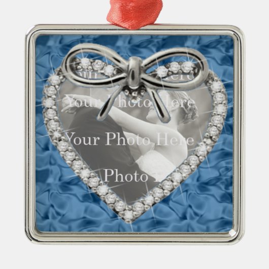 Blue Square Diamond Heart Lijst Ornament . (Voorkant)