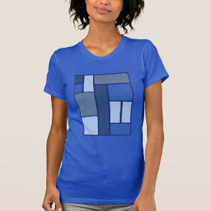 Blue Square Geometric Pattern T-shirt