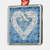 Blue Square Love Diamond Heart Ornament (Links)