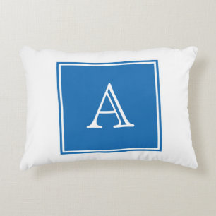 Blue Square Monogram Accent Pillow Decoratief Kussen