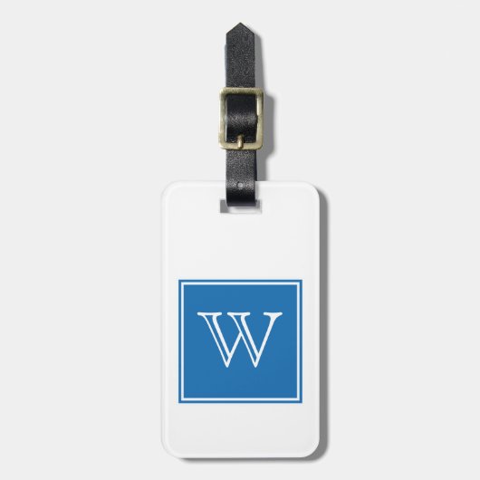 Blue Square Monogram Bagagelabel (Voorkant verticaal)