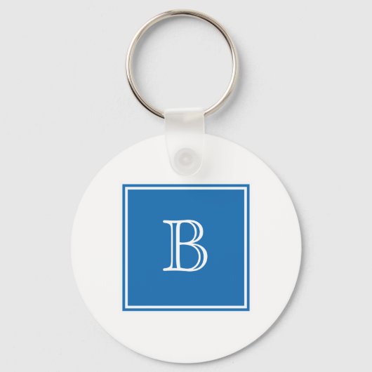 Blue Square Monogram Basic Sleutelhanger (Voorkant)
