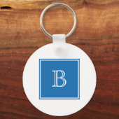 Blue Square Monogram Basic Sleutelhanger (Voorkant)