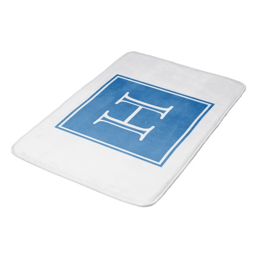 Blue Square Monogram Bath Mat (Gekanteld)