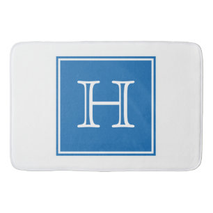 Blue Square Monogram Bath Mat