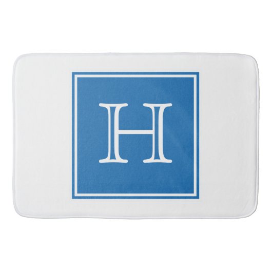 Blue Square Monogram Bath Mat (Voorkant)
