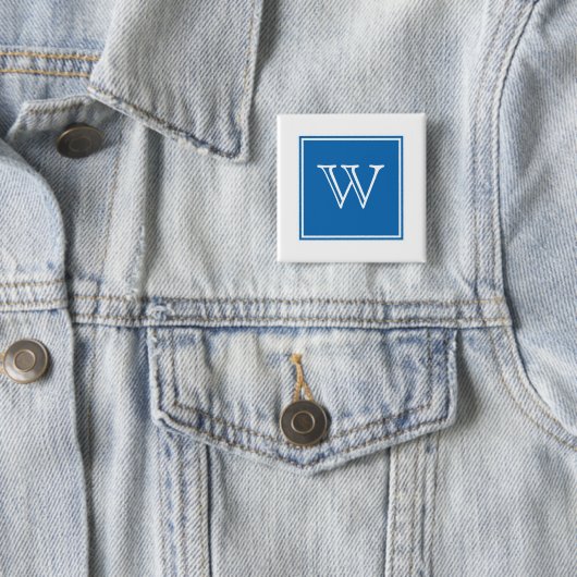 Blue Square Monogram Button (In situ)