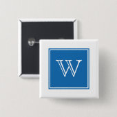 Blue Square Monogram Button (Voorkant /achterkant)