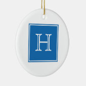 Blue Square Monogram Ornament (Rechts)